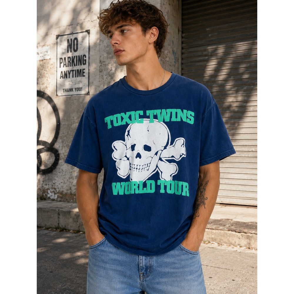 Aerosmith Toxic Twins World Tour Graphic T-Shirt Blue Mens Large NWT